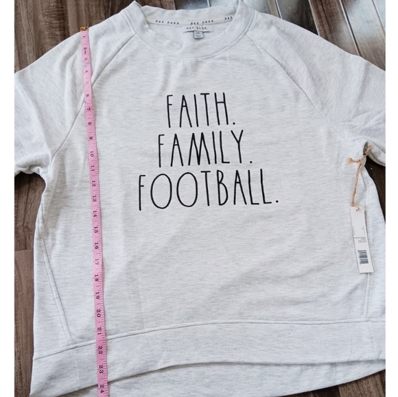 NWT Rae Dunn Faith Family Football Fall Raglan Lightweight Sweatshirt L 🍁 - Picture 3 of 10